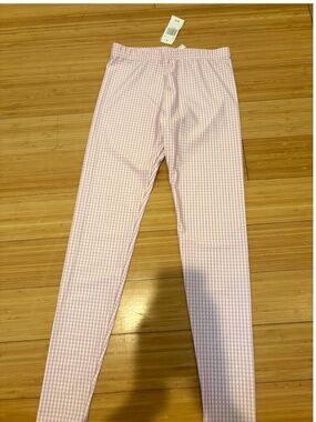 NWT Terez Girls Pink Gingham Performance Leggings Size 10/12